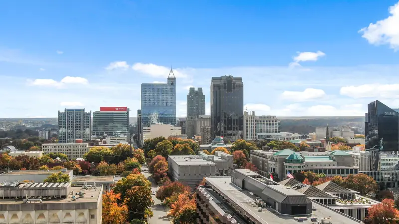 Downtown Raleigh from above in the fall